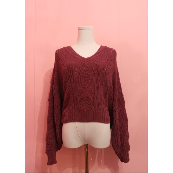 BOGO American Eagle V-Neck Knit Sweater - Burgundy - Picture 1 of 3